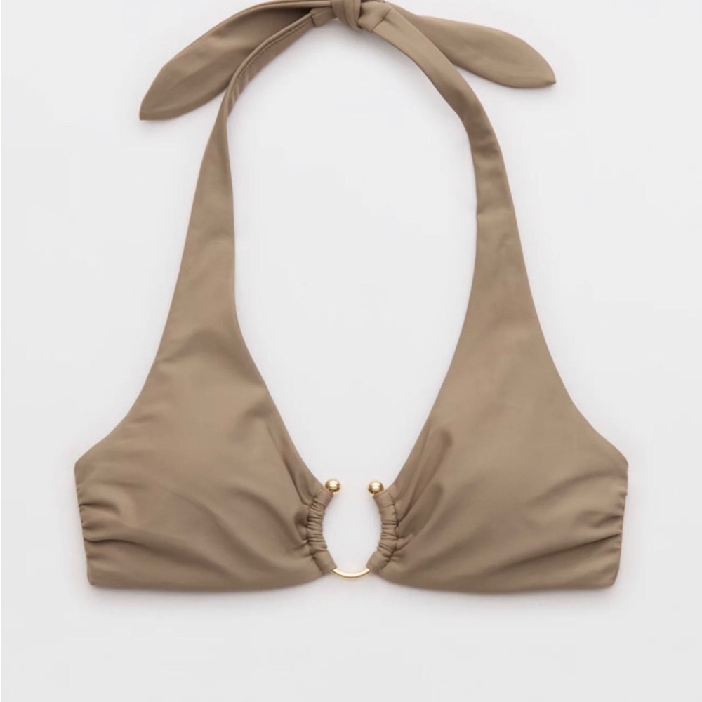 Aerie NWT Taupe Halter Bikini Set with Ring Detail - Picture 4 of 7